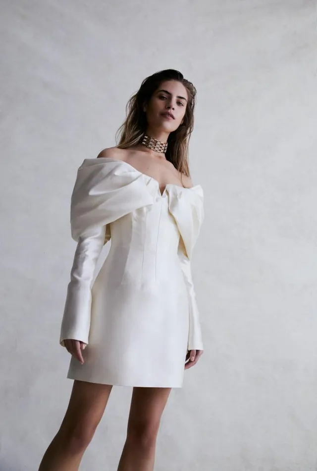 Women White Dresses Rachel Gilbert Rachel Gilbert Bridal VIOLA MINI 8211 IVORY