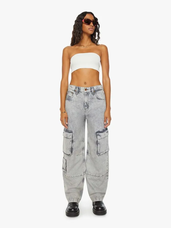 Women Wide Leg Mother Denim SNACKS The Side Dish Cargo Skimp Black