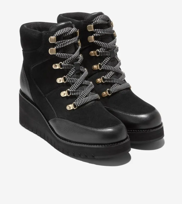 Women Women039s ZERGRAND City Wedge Hiker Black Cole Haan Boots and Booties