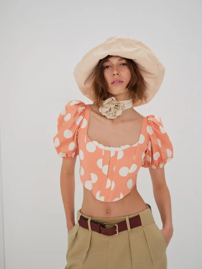 Women Yasmin Puff Sleeve Corset Top Orange For Love and Lemons Tops Women Yasmin Puff Sleeve Corset Top Orange For Love and Lemons Tops