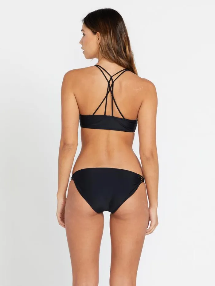 Womens Bikinis Volcom Simply Solid V Neck Bikini Top 8211 Black