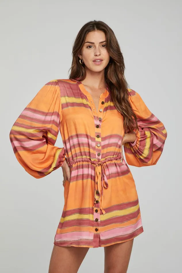 Womens Dresses Chaser Brand Cabrillo Mini Dress 8211 Sunset Stripe