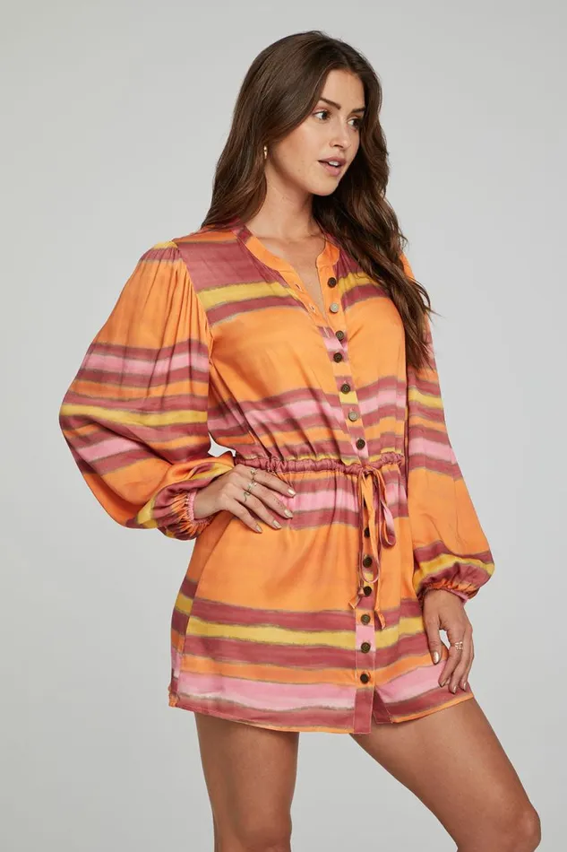 Womens Dresses Chaser Brand Cabrillo Mini Dress 8211 Sunset Stripe