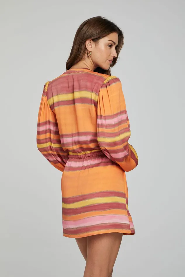 Womens Dresses Chaser Brand Cabrillo Mini Dress 8211 Sunset Stripe