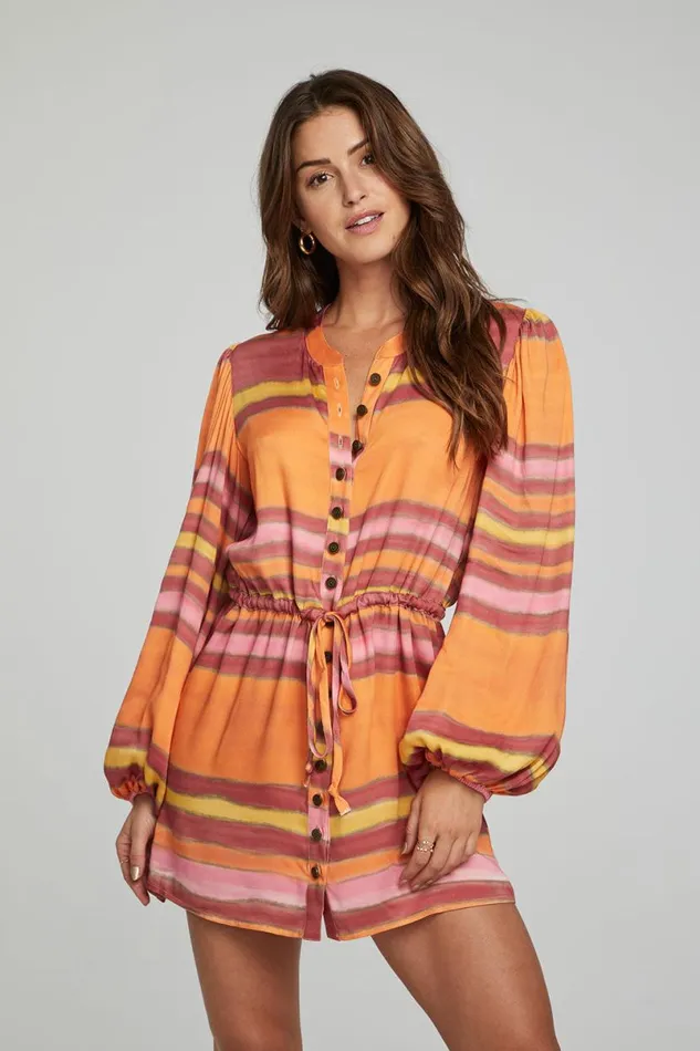 Womens Dresses Chaser Brand Cabrillo Mini Dress 8211 Sunset Stripe