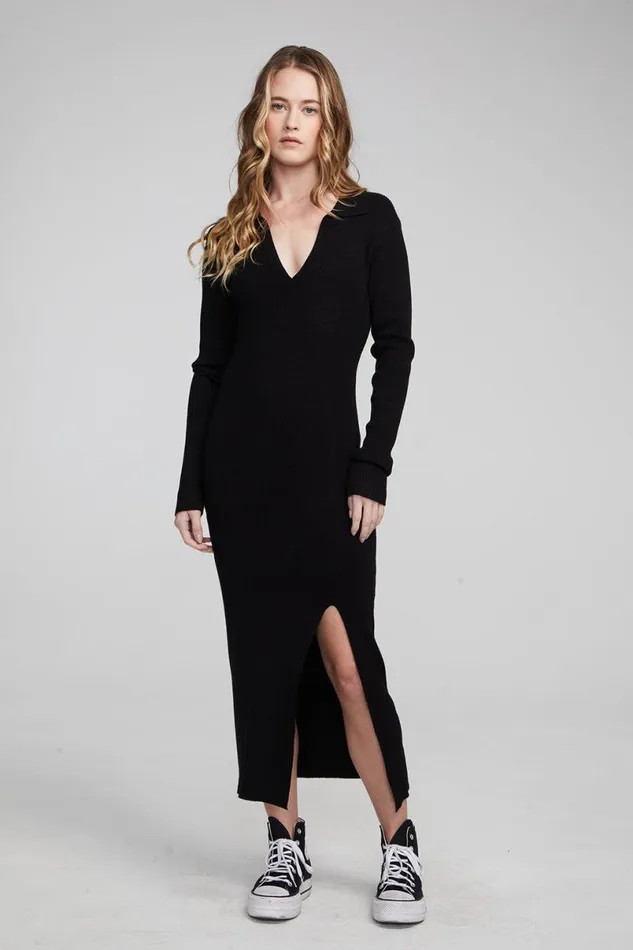 Womens Dresses Chaser Brand Palm Shadow Black Midi Dress