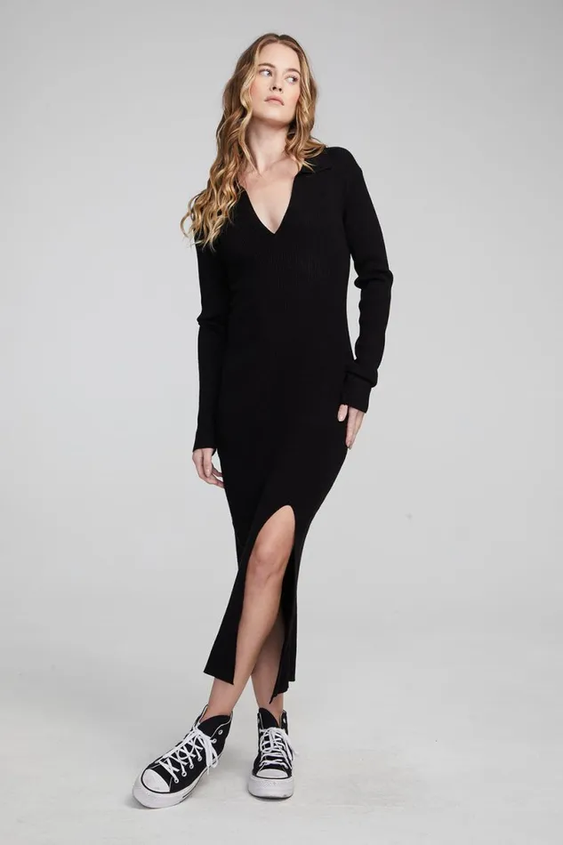 Womens Dresses Chaser Brand Palm Shadow Black Midi Dress