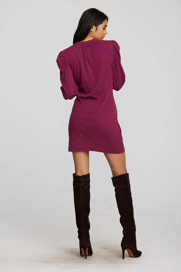 Womens Dresses Chaser Brand Recycled Vintage Rib Mini Dress With Deep V And Pearl Snaps