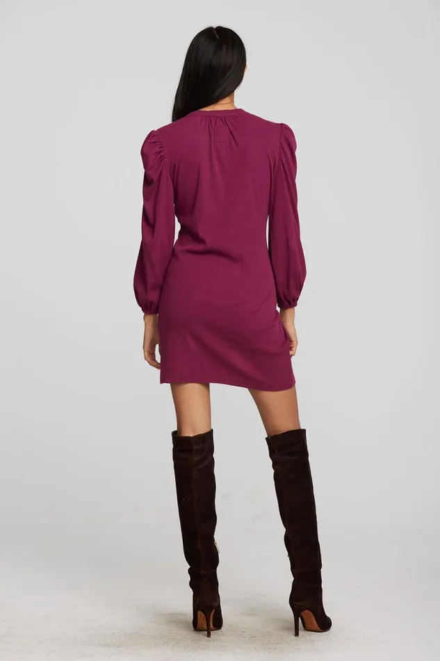 Womens Dresses Chaser Brand Recycled Vintage Rib Mini Dress With Deep V And Pearl Snaps