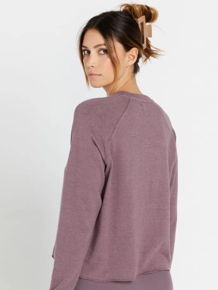 Womens Hoodies and Sweatshirts Volcom Lived In Lounge Crew Sweatshirt 8211 Acai