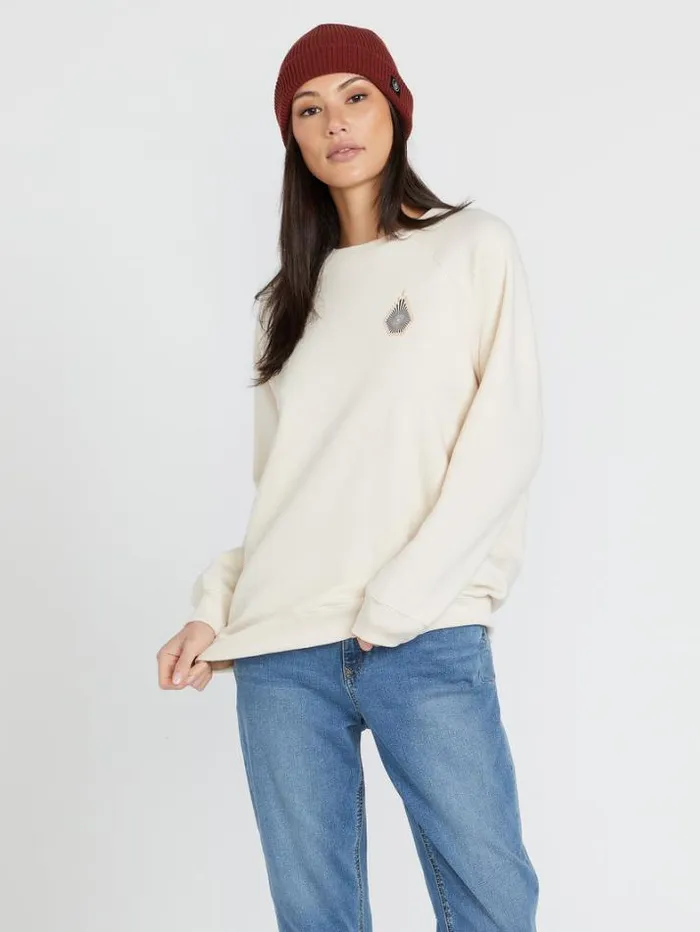 Womens Hoodies and Sweatshirts Volcom Stone Magic Boyfriend Crew Sweatshirt 8211 Cloud