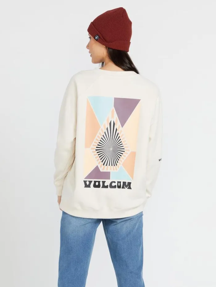 Womens Hoodies and Sweatshirts Volcom Stone Magic Boyfriend Crew Sweatshirt 8211 Cloud