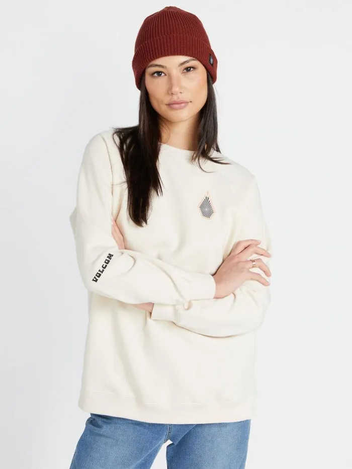 Womens Hoodies and Sweatshirts Volcom Stone Magic Boyfriend Crew Sweatshirt 8211 Cloud