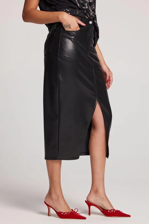 Womens Loungewear Chaser Brand Cassi Licorice Midi Skirt
