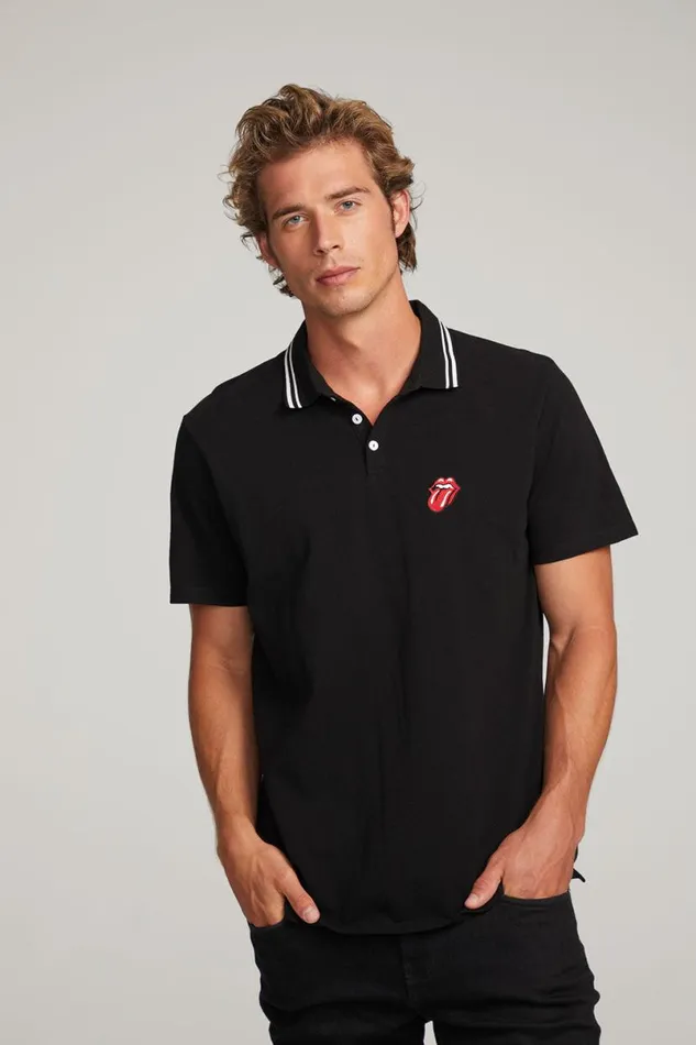 Womens Music Chaser Brand Rolling Stones Embroidered Logo Mens Polo Tee