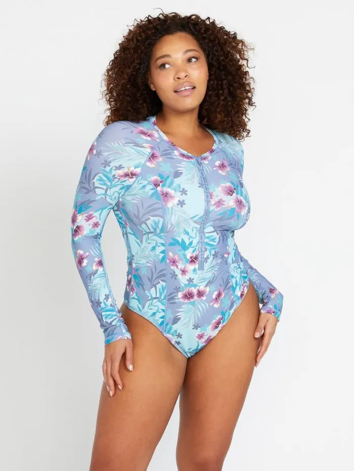 Womens OnePieces Volcom Semi Tropic Surf Suit 8211 Washed Blue