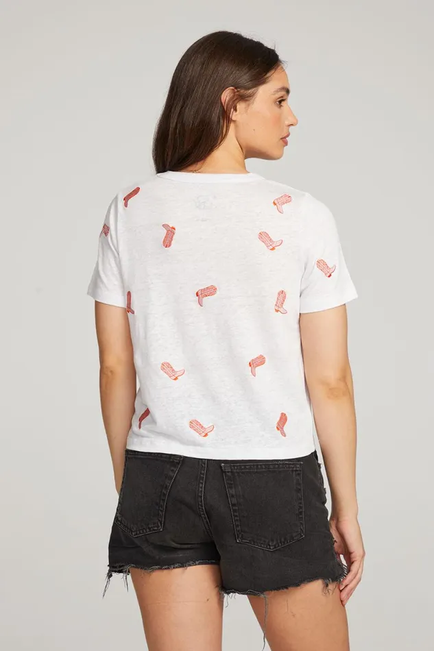 Womens Tops Chaser Brand Allover Cowboy Boot Tee