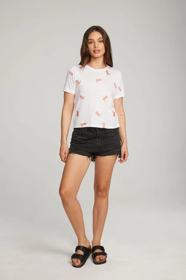 Womens Tops Chaser Brand Allover Cowboy Boot Tee