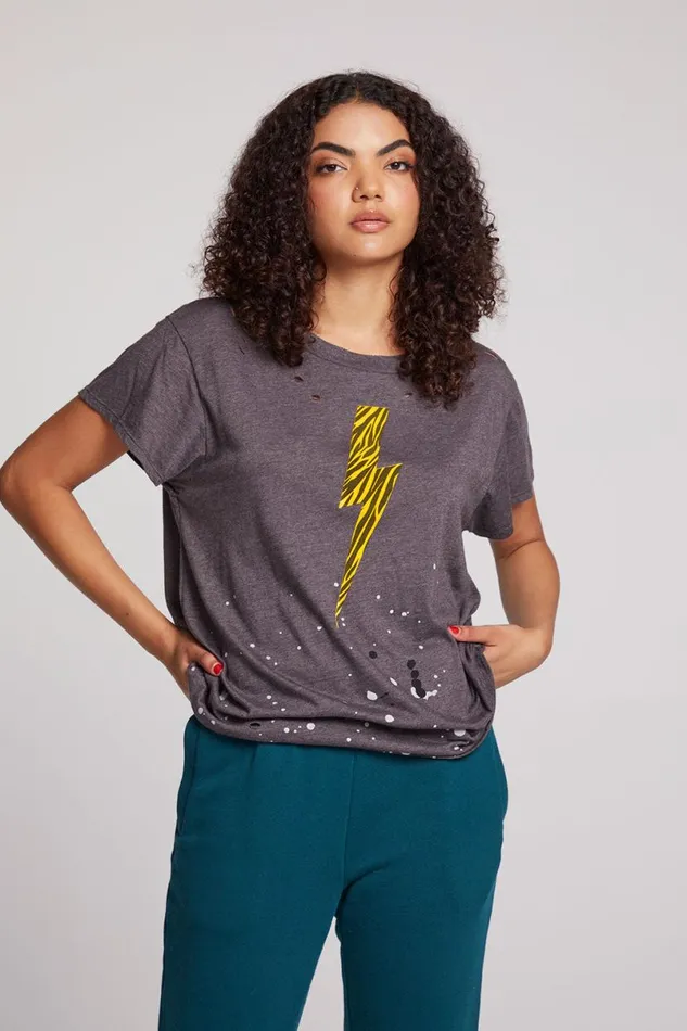 Womens Tops Chaser Brand Animal Bolt Tee