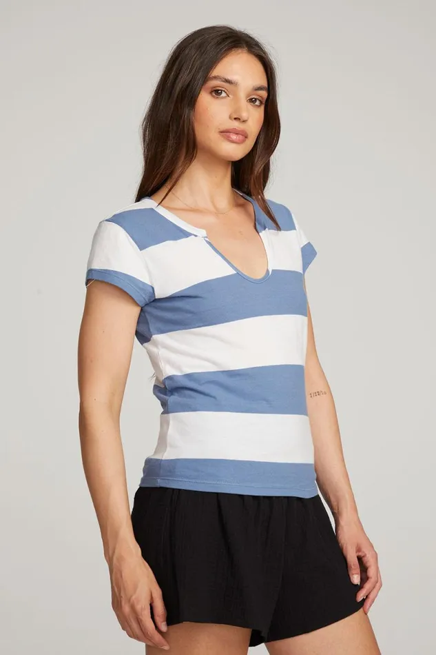 Womens Tops Chaser Brand Chandler Vintage Blue Stripe Tee