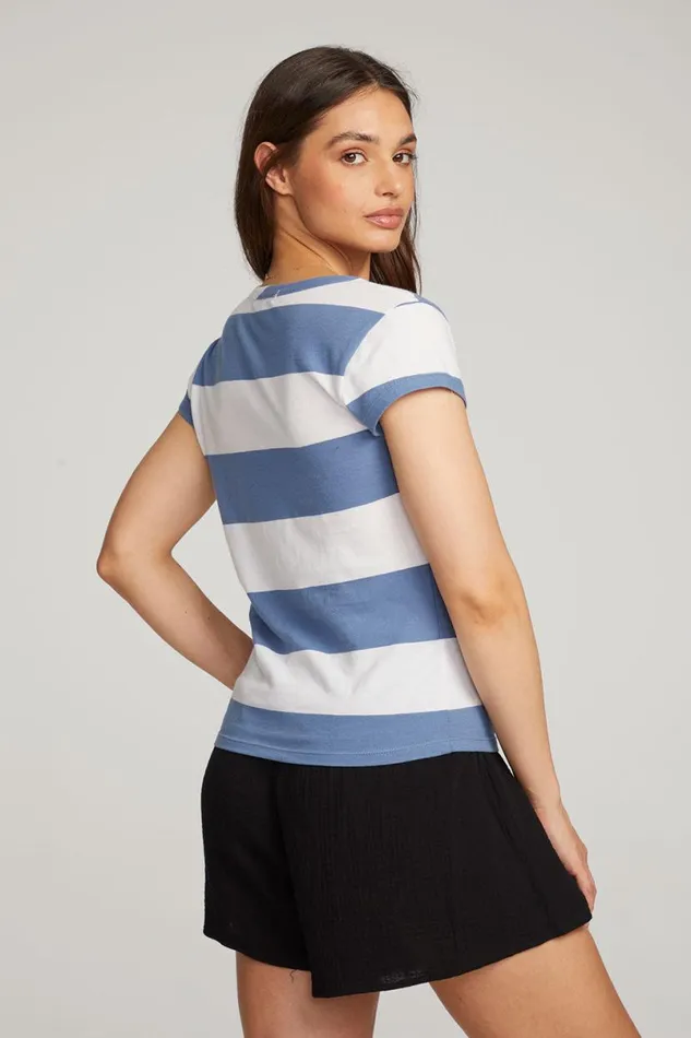 Womens Tops Chaser Brand Chandler Vintage Blue Stripe Tee