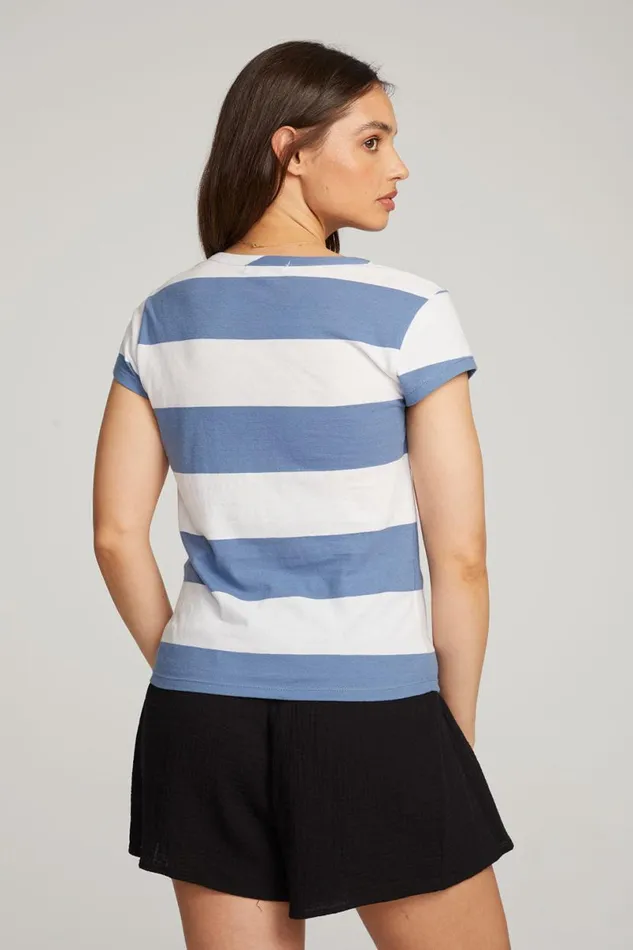 Womens Tops Chaser Brand Chandler Vintage Blue Stripe Tee