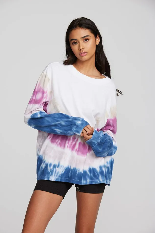 Womens Tops Chaser Brand Coast Cotton Jersey Long Sleeve Tee With Blousant Sleeves And Rib