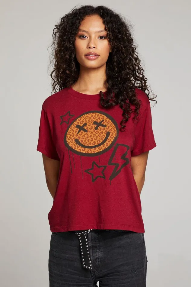 Womens Tops Chaser Brand Graffiti Smile Tee