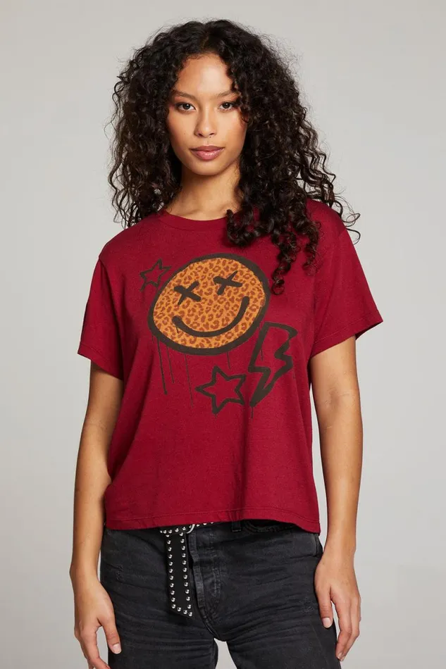 Womens Tops Chaser Brand Graffiti Smile Tee