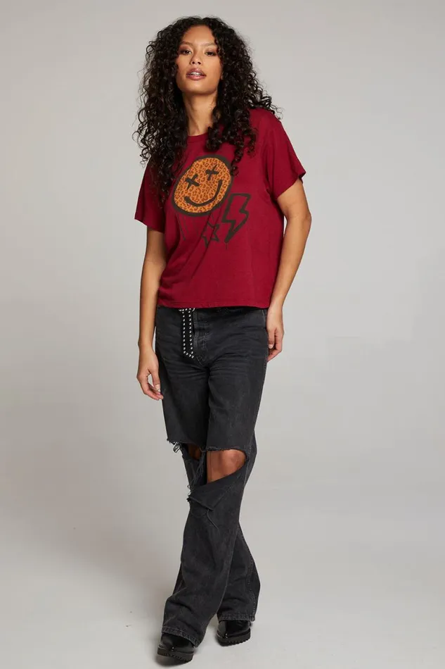 Womens Tops Chaser Brand Graffiti Smile Tee