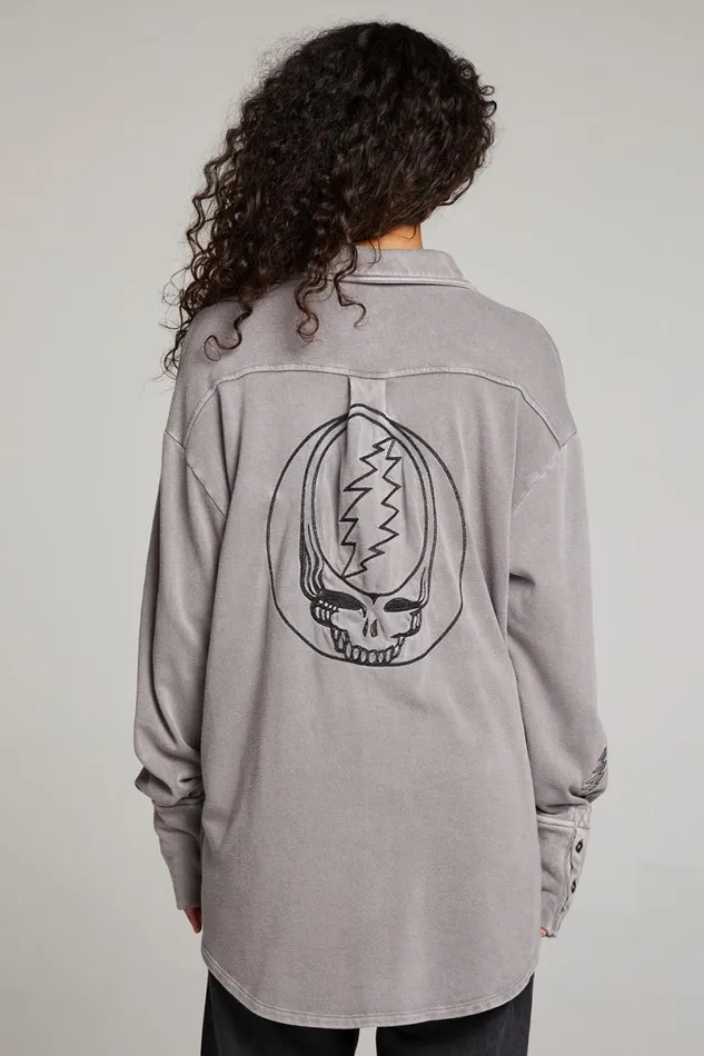 Womens Tops Chaser Brand Grateful Dead Tour Shirt Long Sleeve Button Down