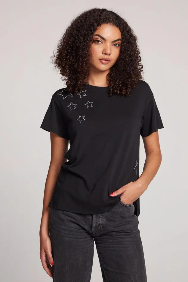 Womens Tops Chaser Brand Lace Stars Tee