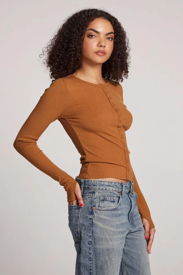 Womens Tops Chaser Brand Laurel Coco Brown Cardigan