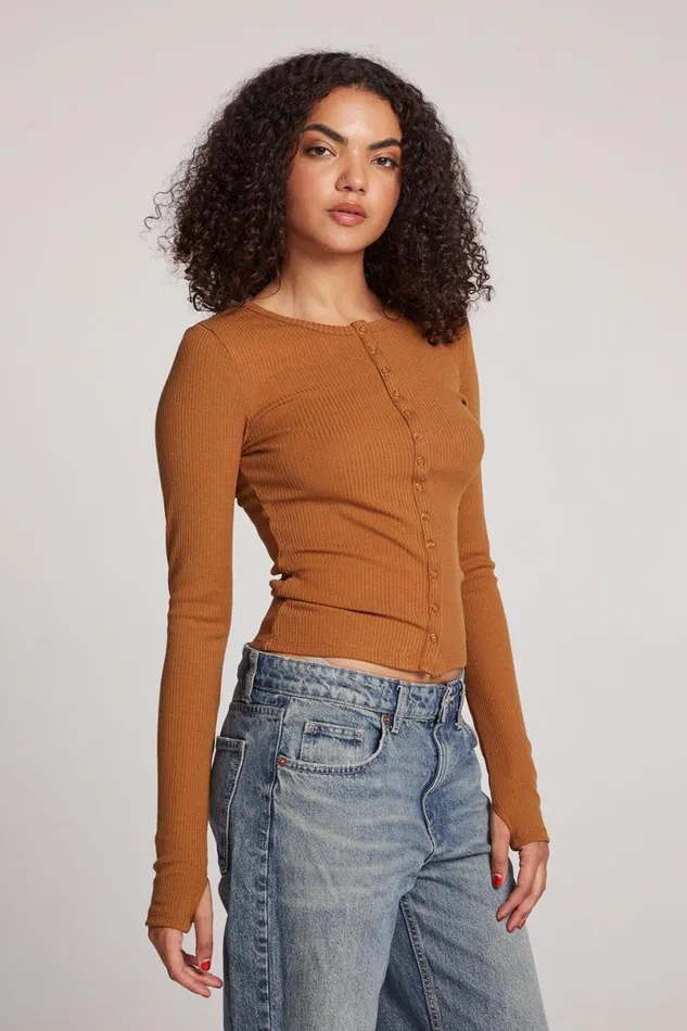 Womens Tops Chaser Brand Laurel Coco Brown Cardigan