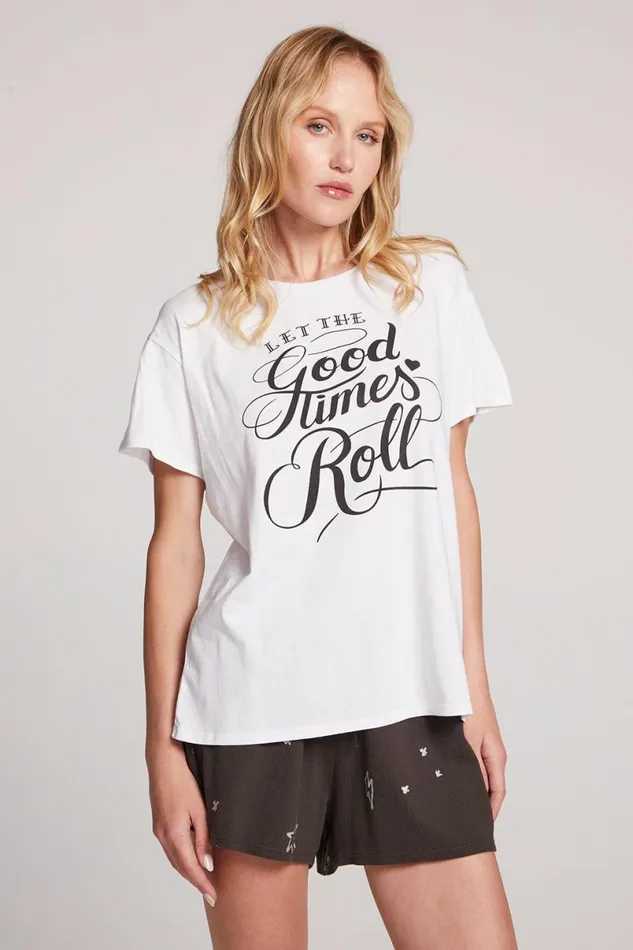 Womens Tops Chaser Brand Let The Good Times Roll Tee