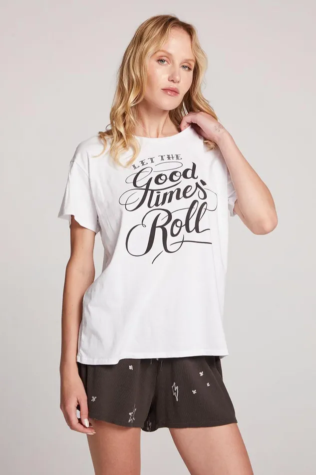 Womens Tops Chaser Brand Let The Good Times Roll Tee