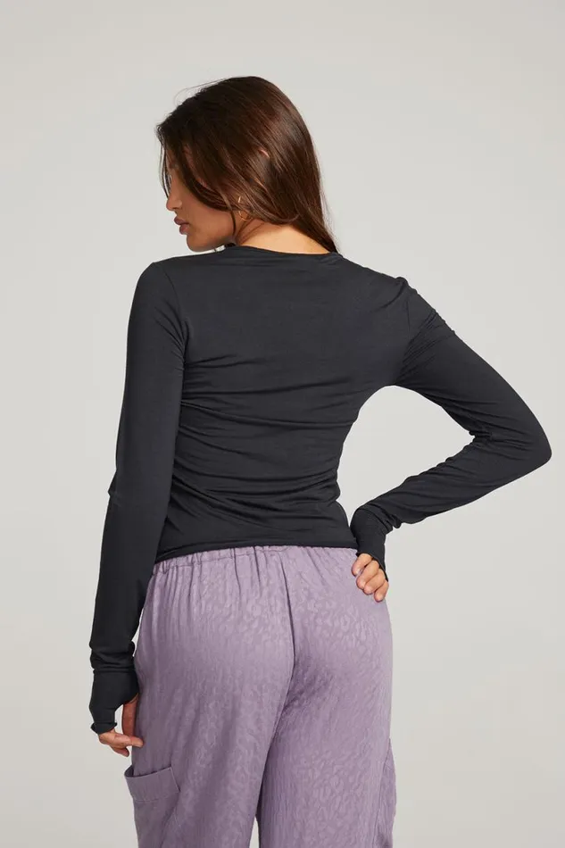 Womens Tops Chaser Brand Moonlight Licorice Long Sleeve