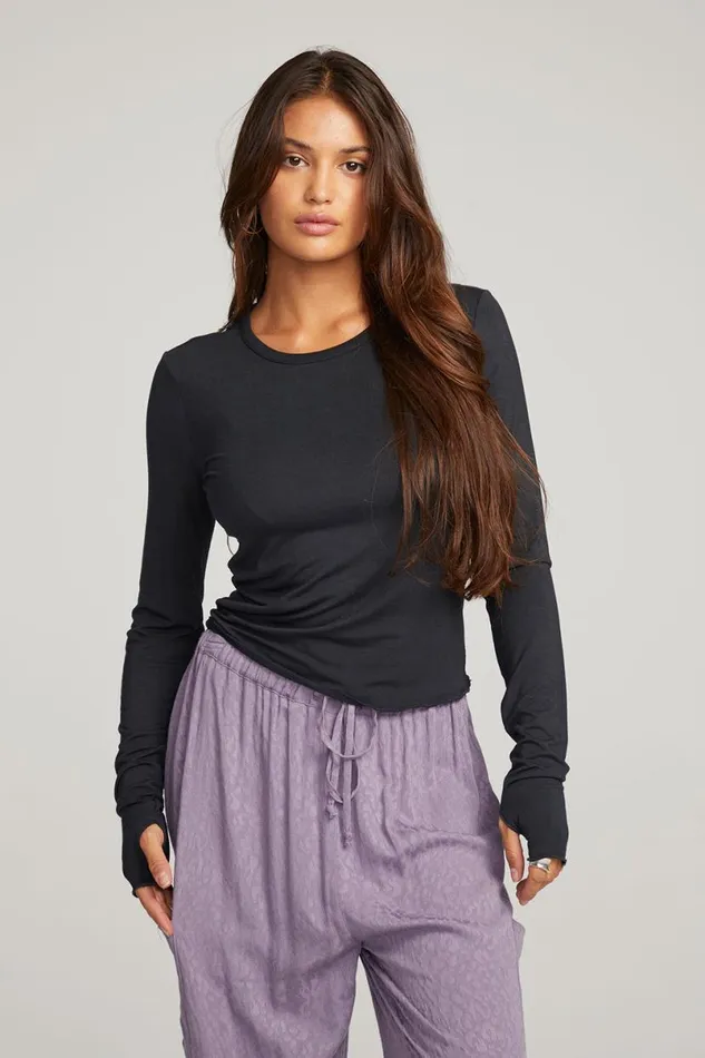 Womens Tops Chaser Brand Moonlight Licorice Long Sleeve