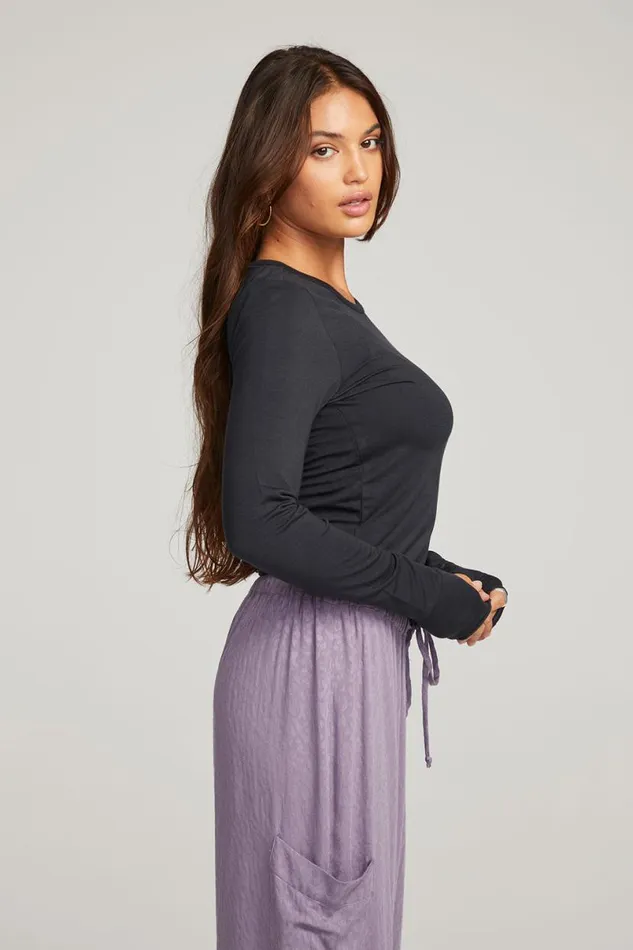 Womens Tops Chaser Brand Moonlight Licorice Long Sleeve