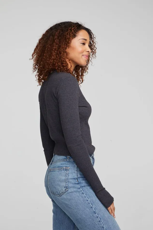 Womens Tops Chaser Brand Moonlight Shadow Black Long Sleeve