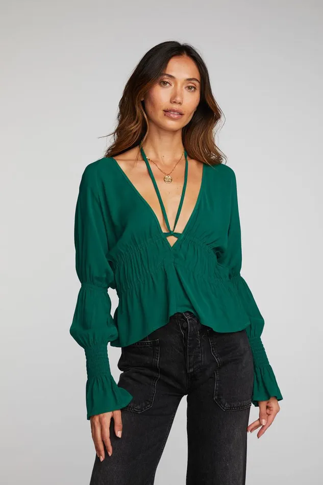 Womens Tops Chaser Brand Rayon Woven Deep V Top With Straps