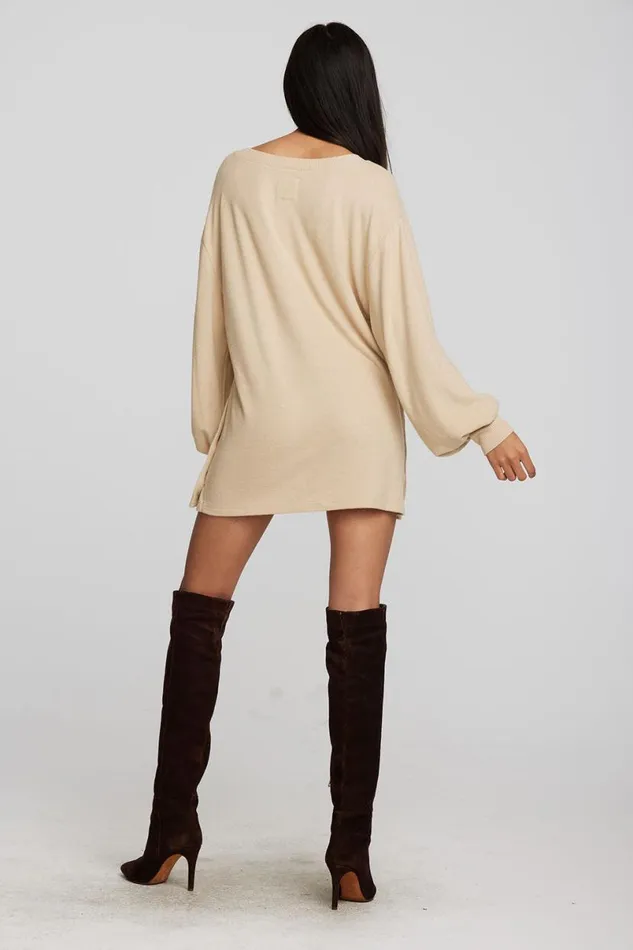 Womens Tops Chaser Brand Recycled Bliss Knit Vneck Tunic With Button Side Seam