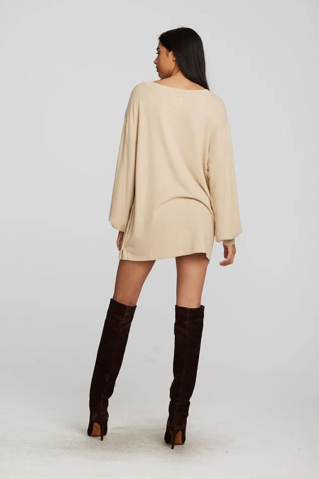 Womens Tops Chaser Brand Recycled Bliss Knit Vneck Tunic With Button Side Seam