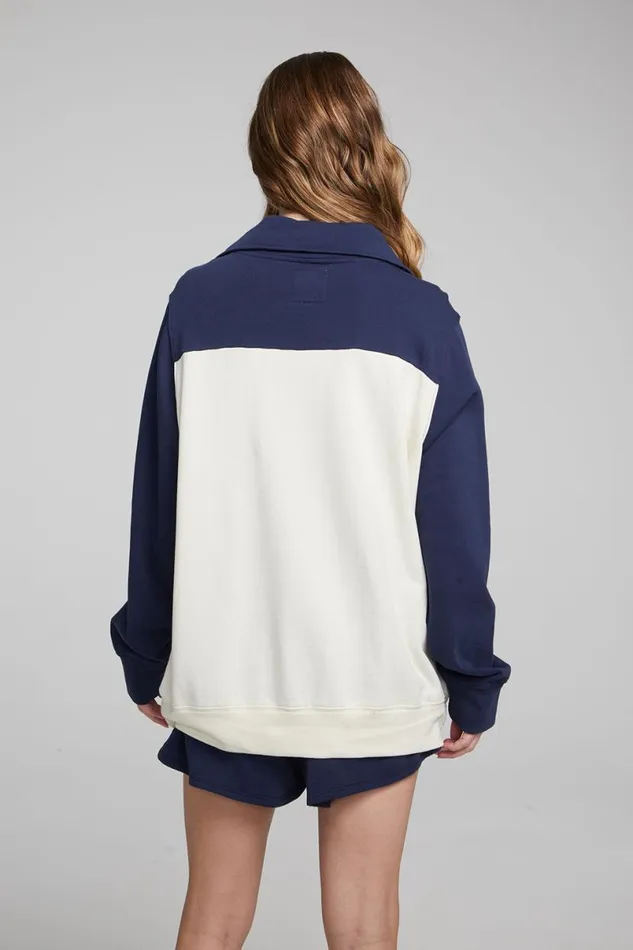 Womens Tops Chaser Brand Stevie Almond Mood Indigo Pullover
