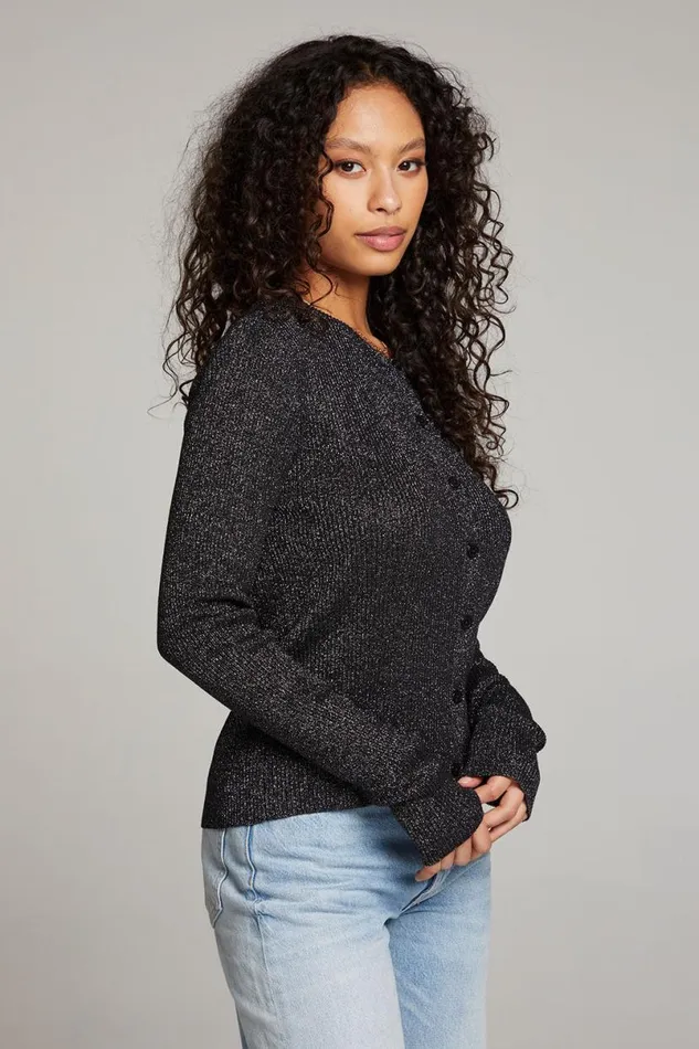 Womens Tops Chaser Brand Tommy Licorice Button Up Sweater