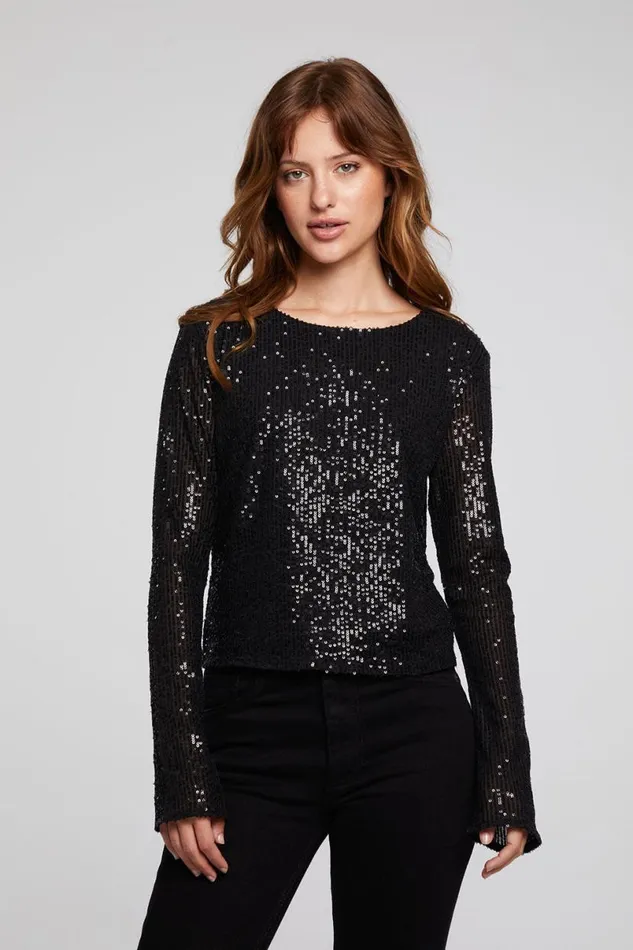 Womens Tops Chaser Brand Union Licorice Long Sleeve
