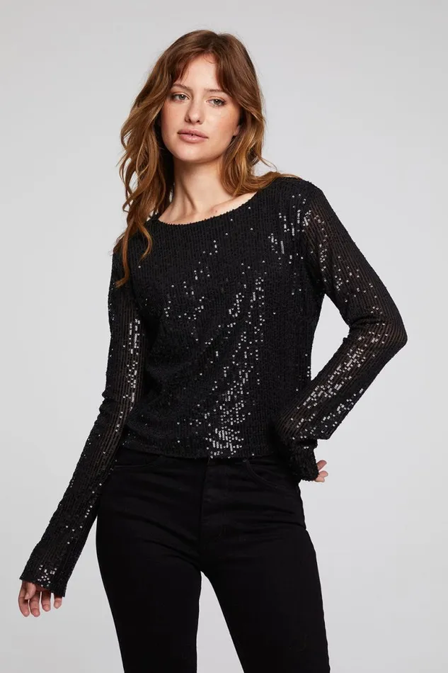 Womens Tops Chaser Brand Union Licorice Long Sleeve