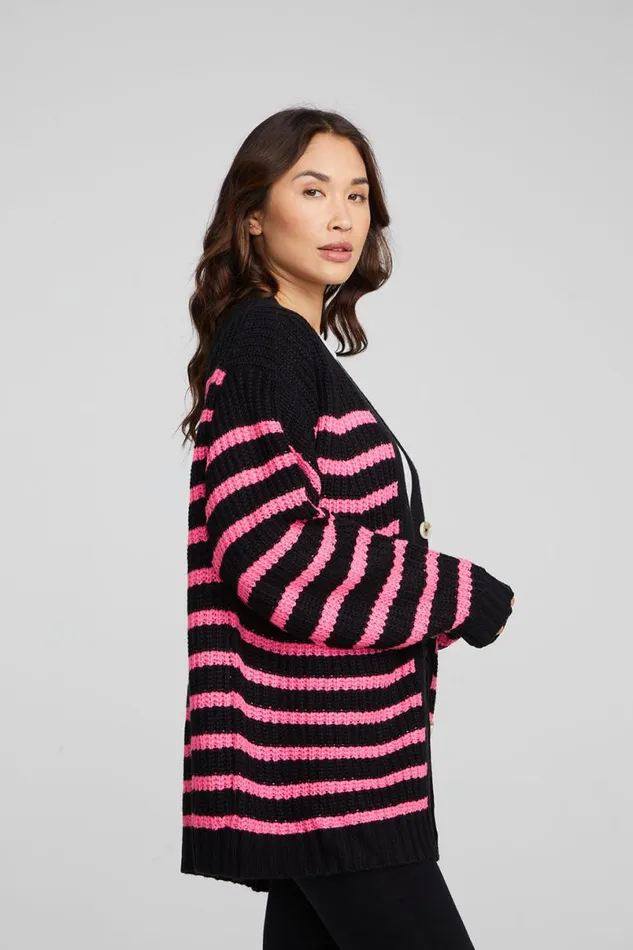 Womens Tops Chaser Brand Vibe Melrose Stripe Cardigan