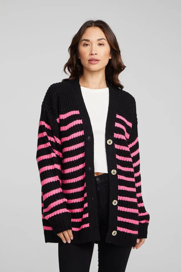 Womens Tops Chaser Brand Vibe Melrose Stripe Cardigan