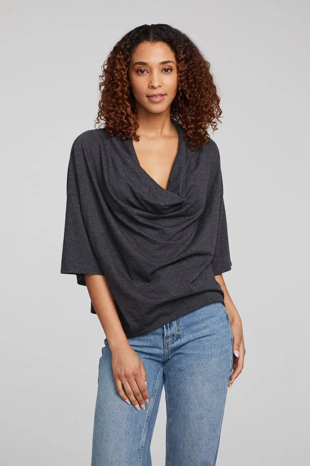 Womens Tops Chaser Brand Yoko Shadow Black Tee